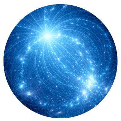 Blaues abstraktes Lichtbild als Symbol für Energiefluss, innere Stärke und spirituelle Balance.