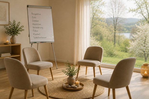 „Seminarraum für Persönlichkeitsentwicklung und Coaching mit inspirierender Atmosphäre“